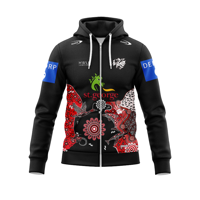 NRL St George Illawarra Dragons 2024 Indigenous Training Zipper Hoodie