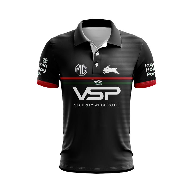 NRL South Sydney Rabbitohs 2024 Black Training Polo Shirt