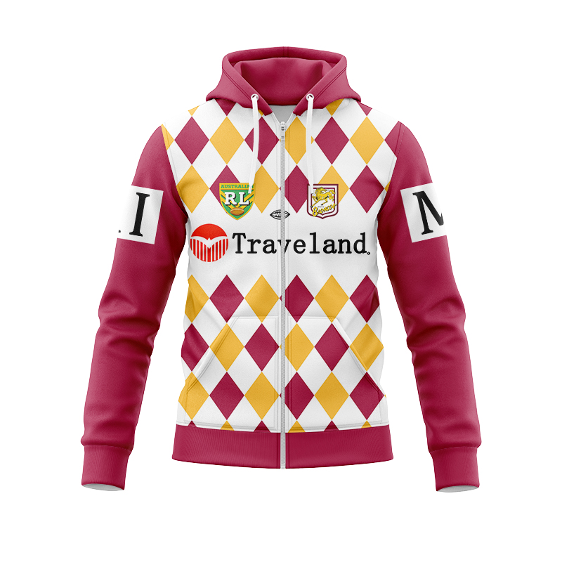 NRL Brisbane Broncos 1995 Retro Zipper Hoodie
