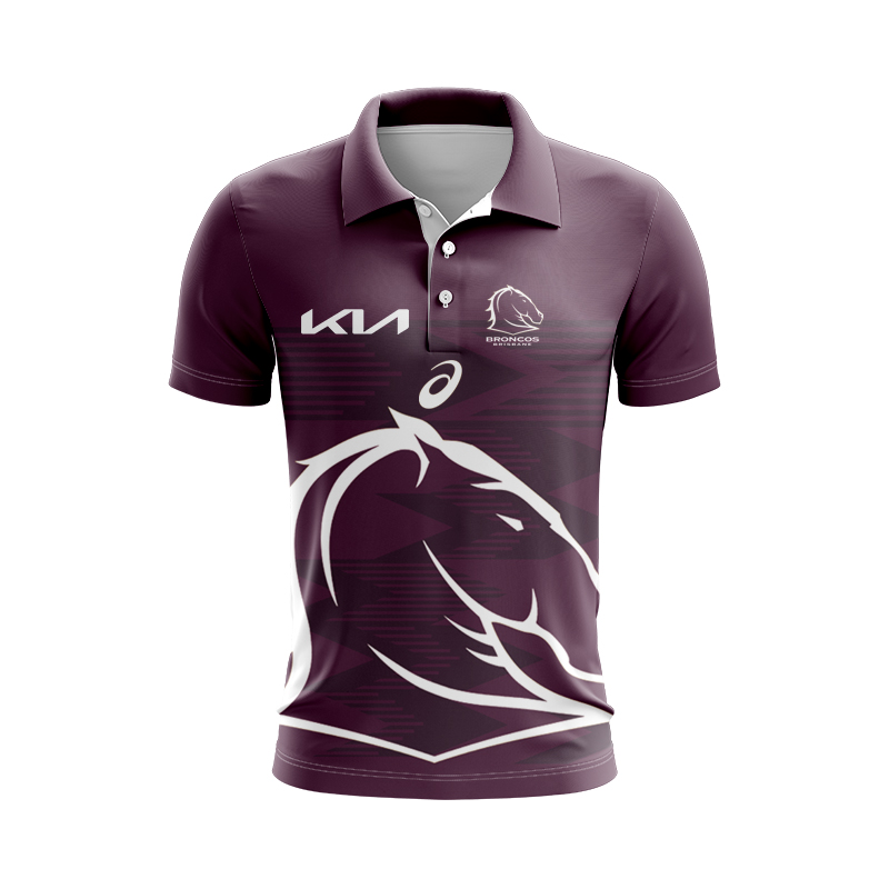 NRL Brisbane Broncos 2024 Run Out Polo Shirt