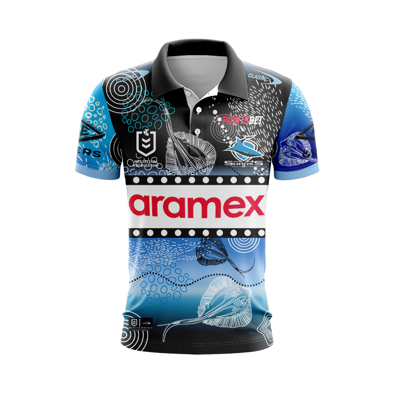 NRL Cronulla-Sutherland Sharks 2024 Indigenous Polo Shirt