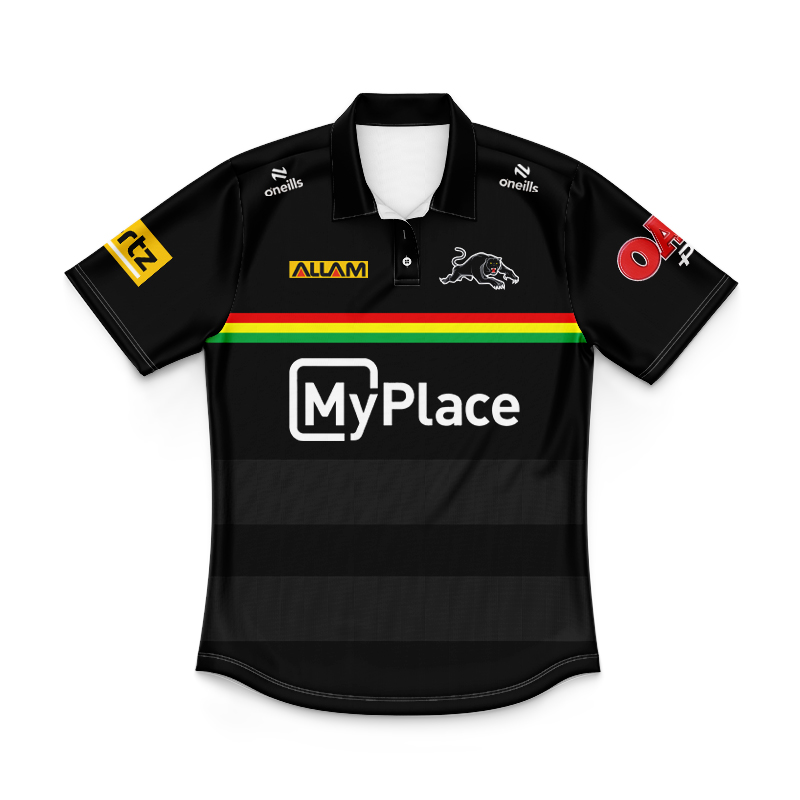 Kid's NRL Penrith Panthers 2025 Black Training Polo Shirt