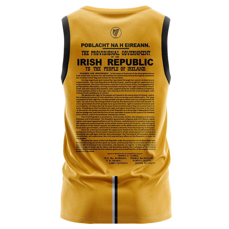 Men's Ireland 1916 Commemoration Yellow GAA Sleeveless Jersey