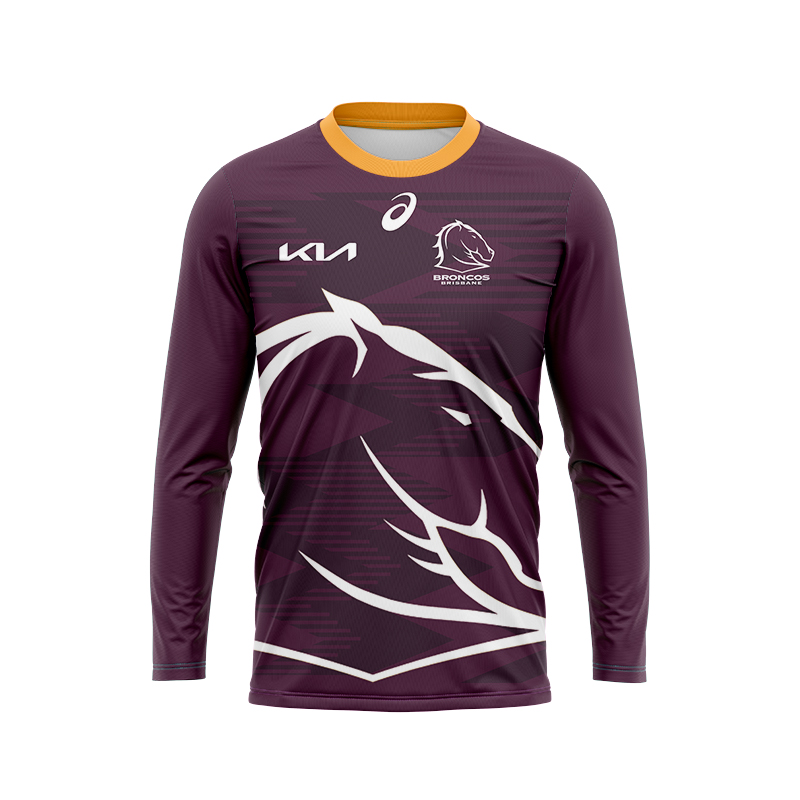 NRL Brisbane Broncos 2024 Long Sleeve Run Out Jersey