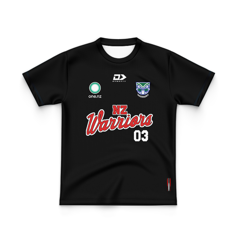 Kid's NRL New Zealand Warriors 2024 Black Warm Up Jersey