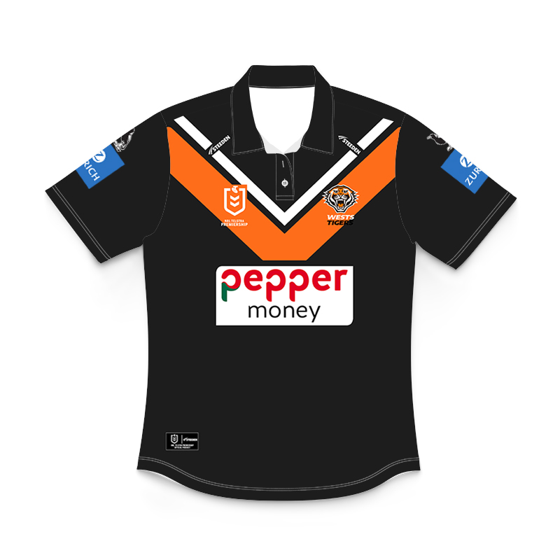 Kid's Wests Tigers 2025 Home Polo Shirt