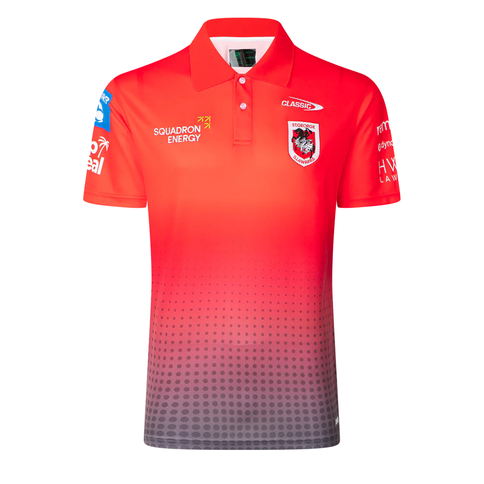 NRL St George Illawarra Dragons 2025 Mens Media Polo Shirt
