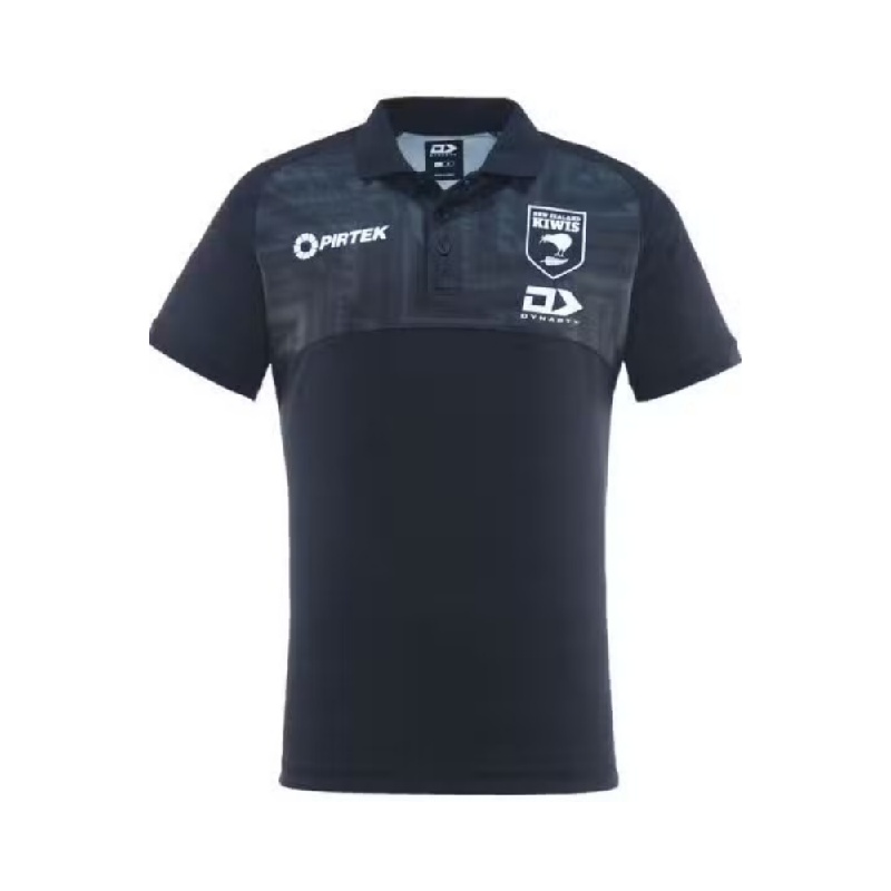 New Zealand Kiwis 2025 Mens Black Media Polo Shirt