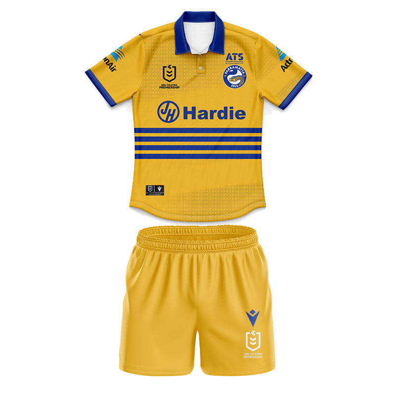 Kid's NRL Parramatta Eels 2025 Away Retro Polo Jersey+Shorts