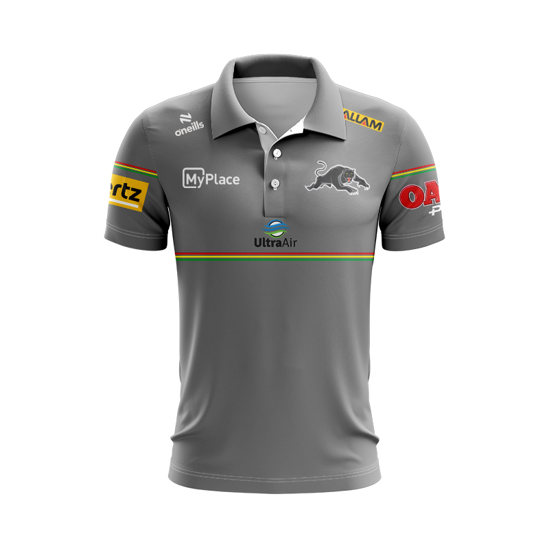 NRL Penrith Panthers 2025 Grey Media Polo Shirt