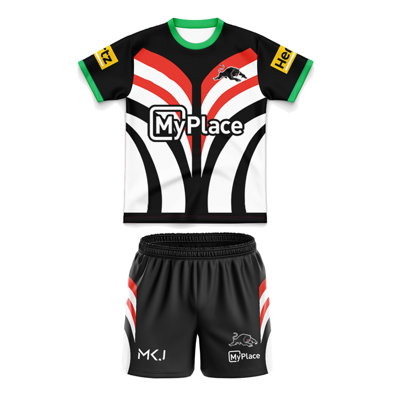 Kid's NRL Penrith Panthers 2025 Warm UP Jersey+Shorts