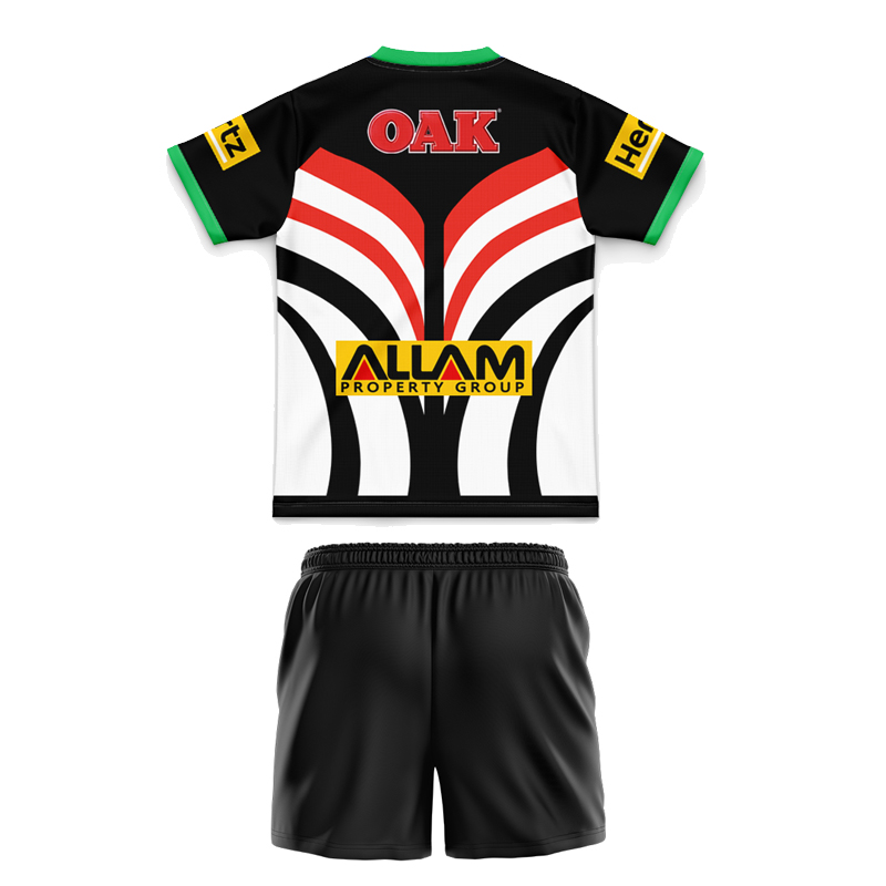 Kid's NRL Penrith Panthers 2025 Warm UP Polo Jersey+Shorts