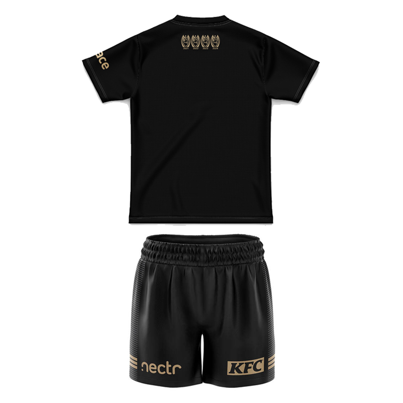 Kid's NRL Penrith Panthers 2025 Black Retro Training Jersey+Shorts