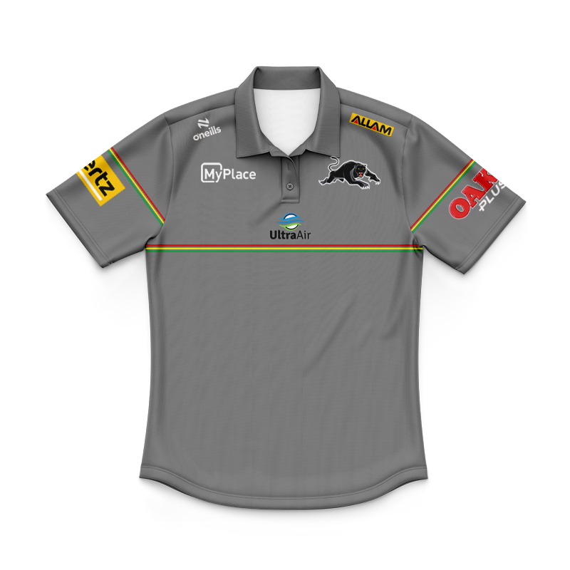 Kid's NRL Penrith Panthers 2025 Grey Media Polo Jersey