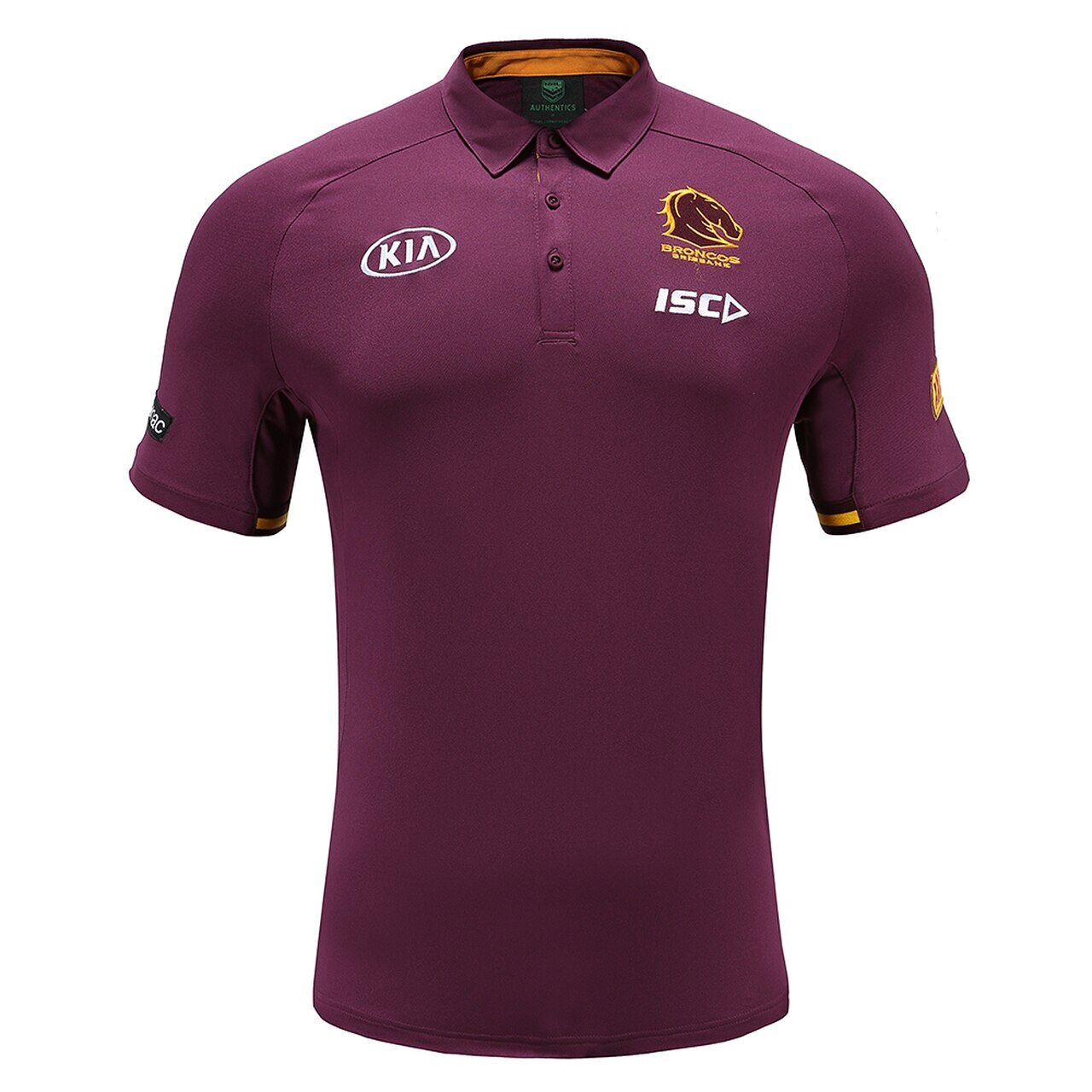 NRL Brisbane Broncos 2025 Mulberry Media Polo Shirt