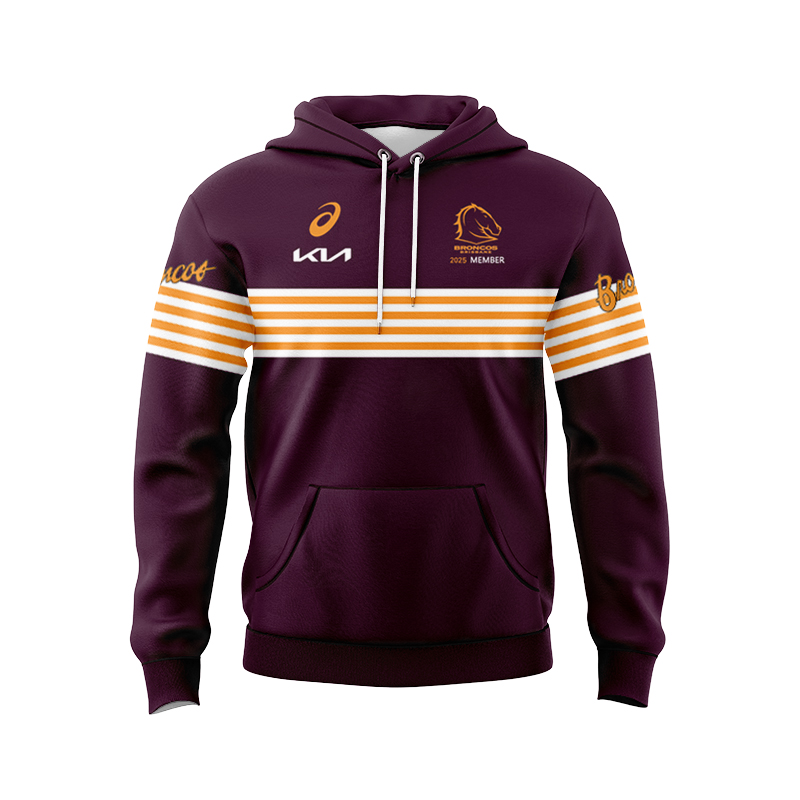 NRL Brisbane Broncos 2025 Mulberry Media Sport Hoodie