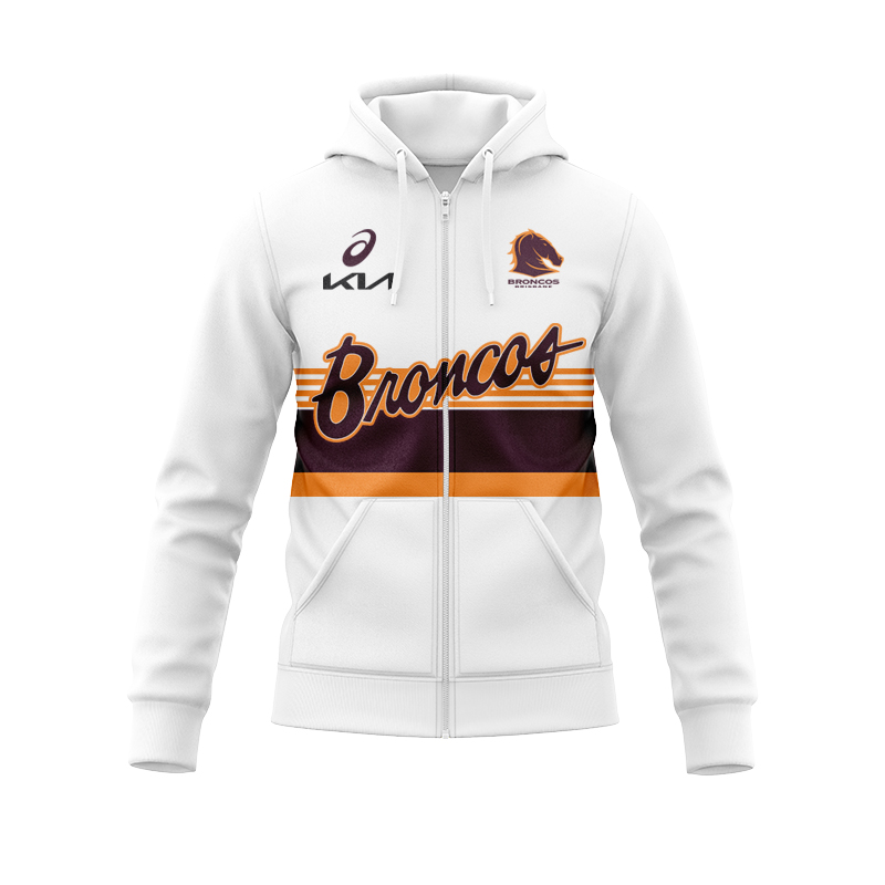 NRL Brisbane Broncos 2025 Mens Run Out Zipper Hoodie