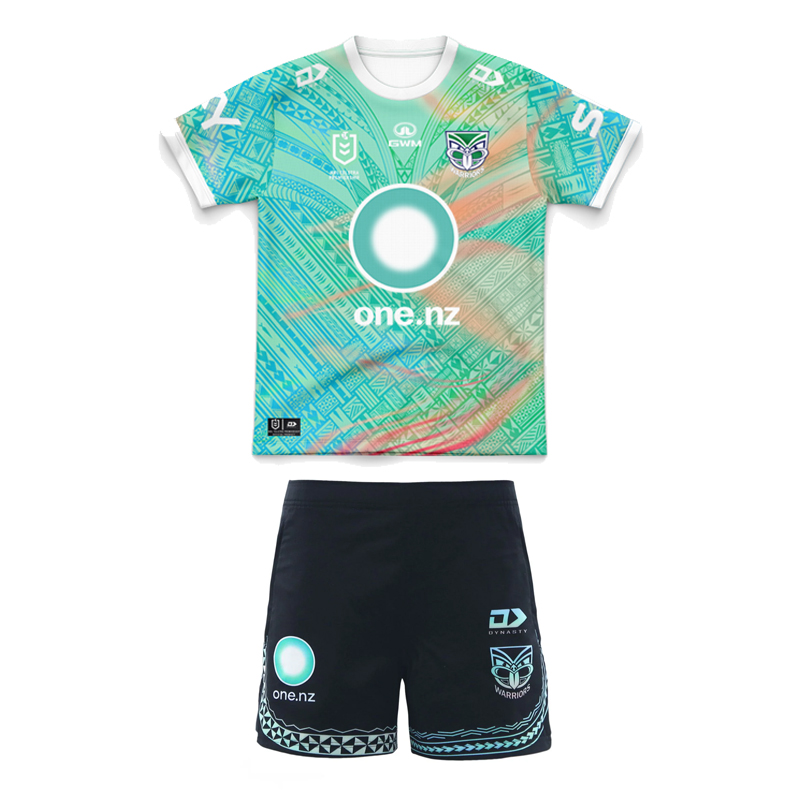 Kid's NRL New Zealand Warriors 2025 Dynasty Pasifika Jersey+Shorts