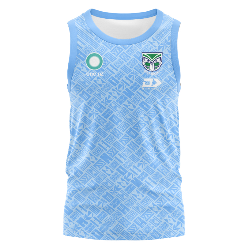 NRL New Zealand Warriors 2025 Dynasty Pasifika Blue Singlet