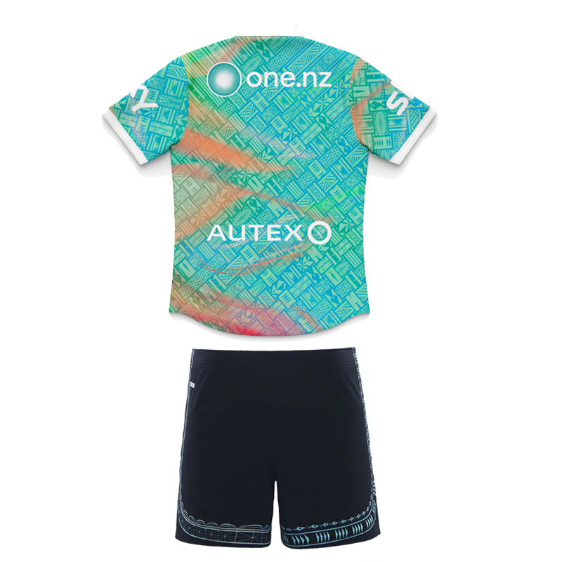 Kid's NRL New Zealand Warriors 2025 Dynasty Pasifika Polo Jersey+Shorts