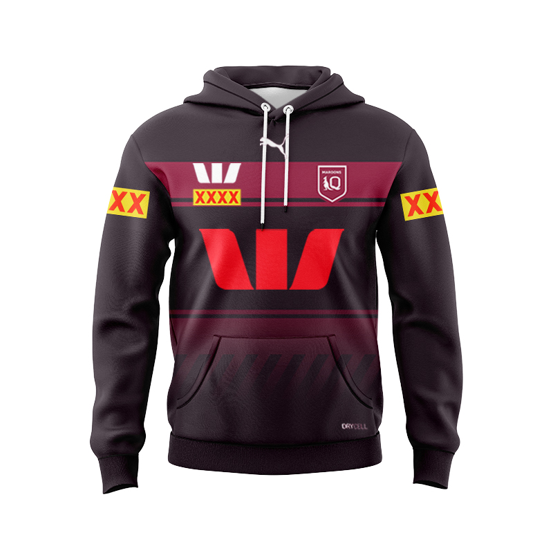 NRL QLD Maroons 2025 Away Training Sport Hoodie