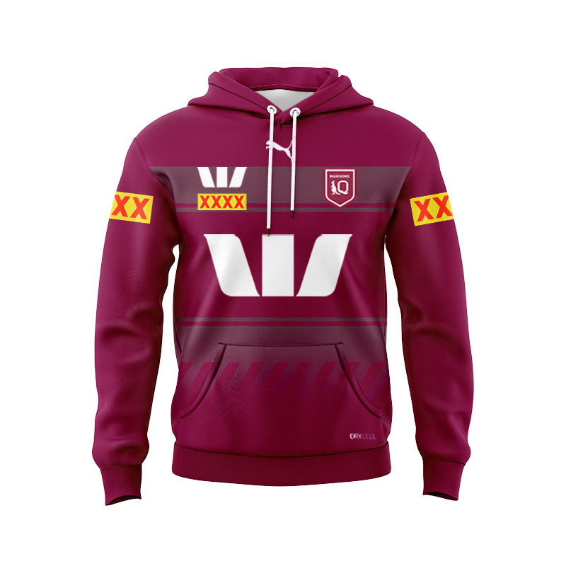 NRL QLD Maroons 2025 Home Training Sport Hoodie