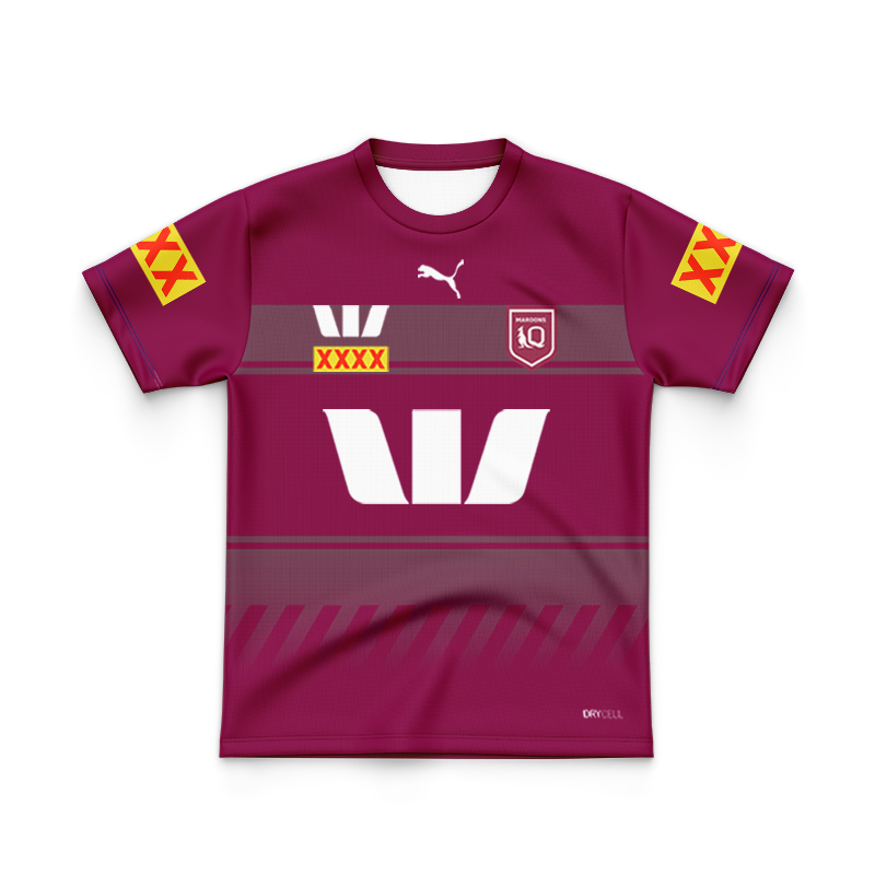 Kid's NRL QLD Maroons 2025 Home Training Jersey