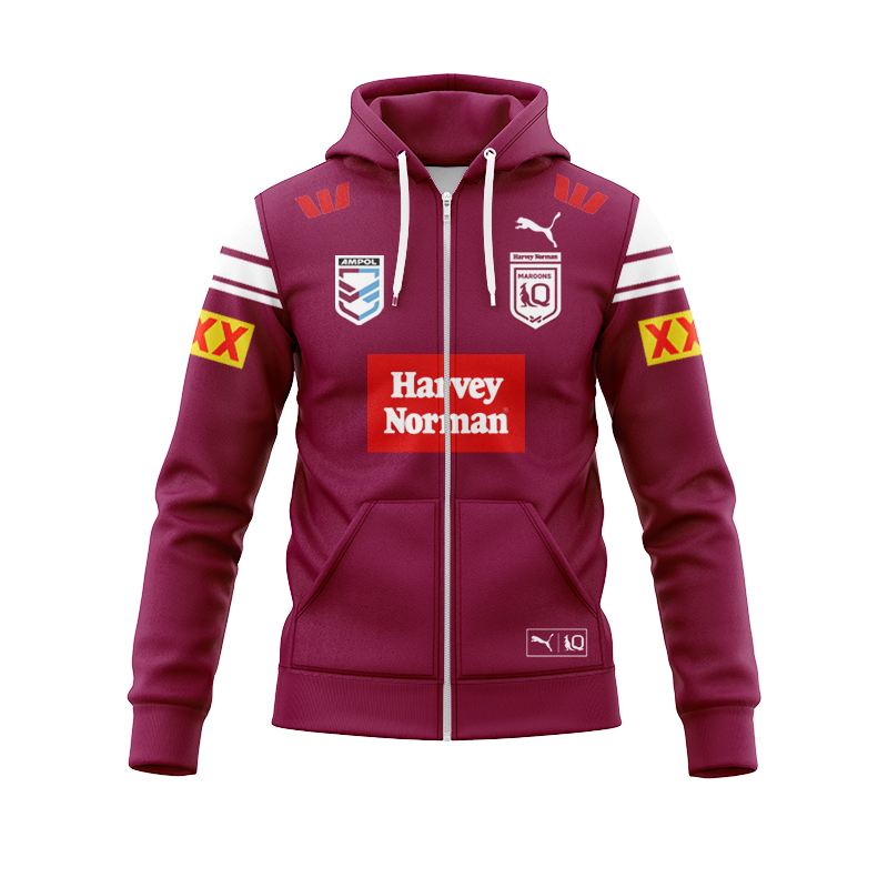 NRL QLD Maroons 2025 WSOO Home Zipper Hoodie