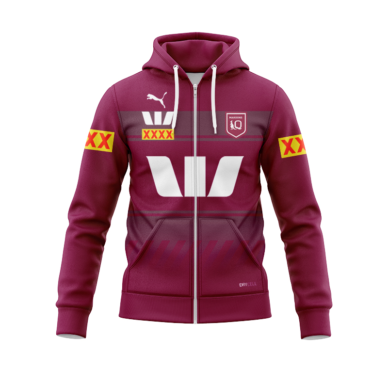 NRL QLD Maroons 2025 Home Training Zipper Hoodie