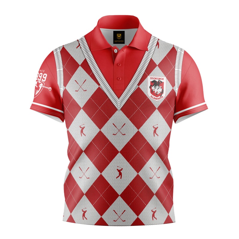 NRL St George Illawarra Dragons 2025 Golf Polo Shirt