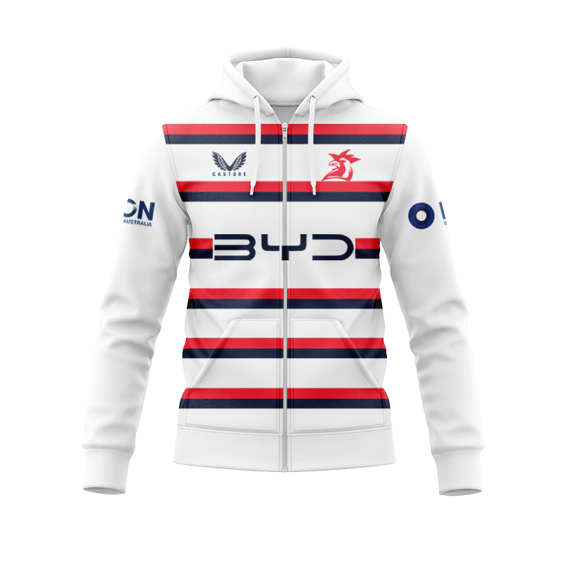 NRL Sydney Roosters 2025 Castore White Training Zipper Hoodie