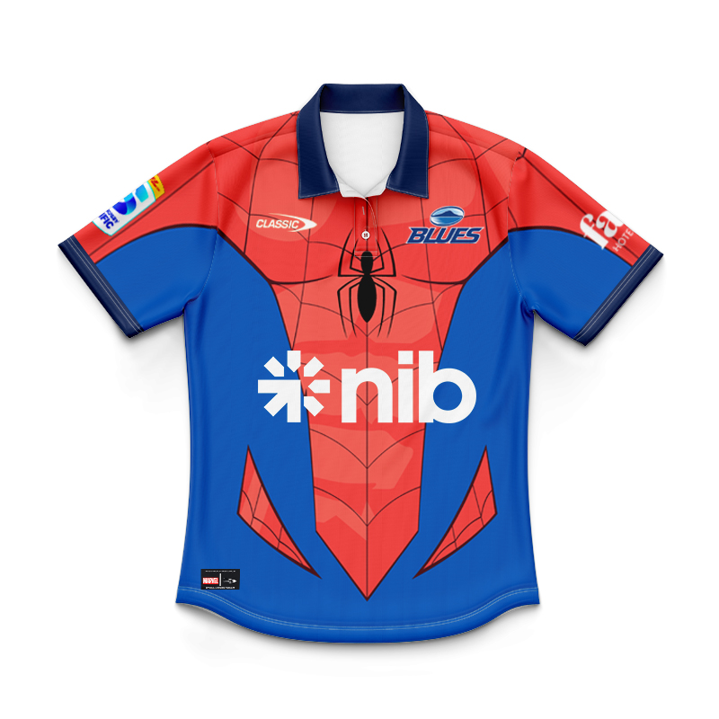 Kid's Auckland Blues Super Rugby 2025 Marvel Polo Jersey