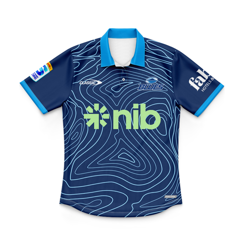 Kid's Auckland Blues Super Rugby 2025 Blue Training Polo Jersey