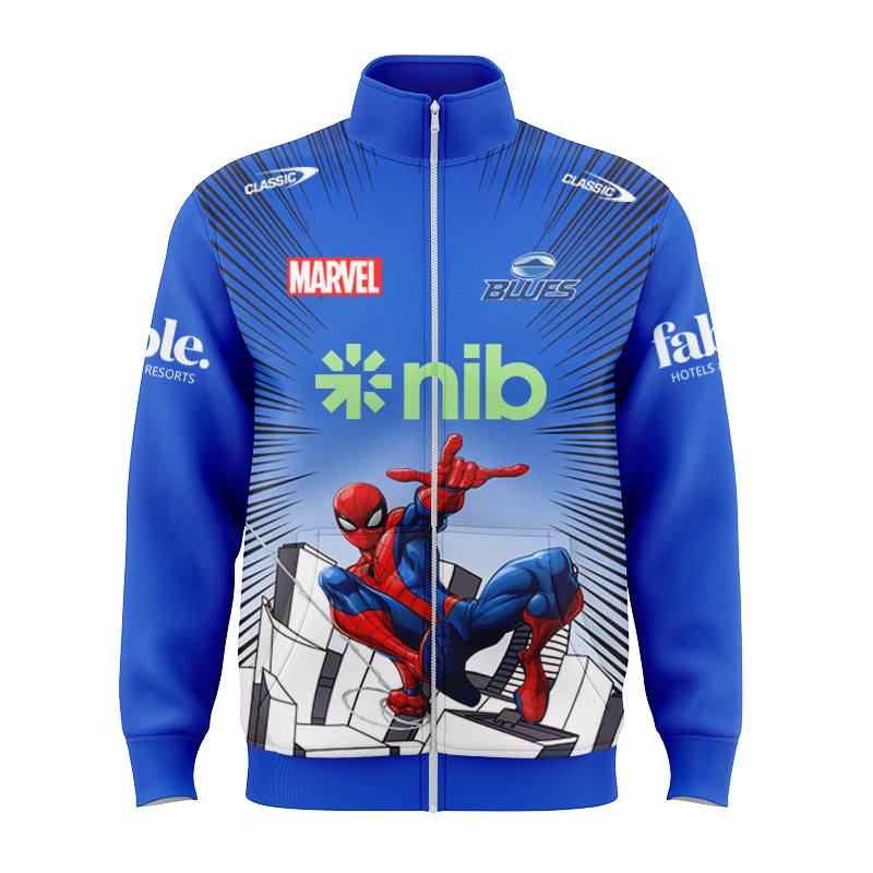 Auckland Blues Super Rugby 2025 Marvel Warm Up Jacket