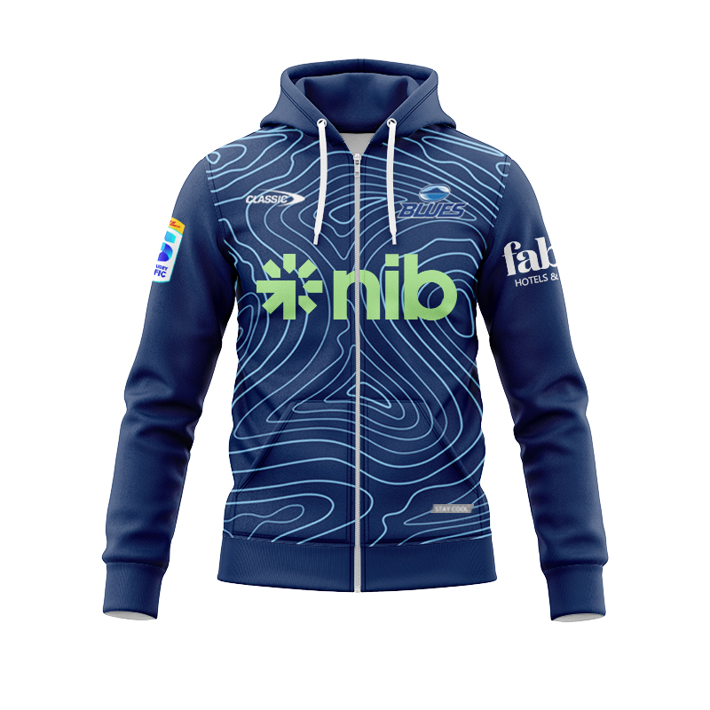 Auckland Blues Super Rugby 2025 Blue Training Zipper Hoodie
