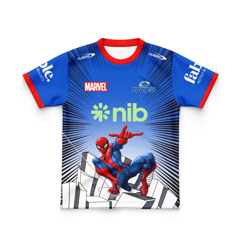 Kid's Auckland Blues Super Rugby 2025 Marvel Warm Up Jersey