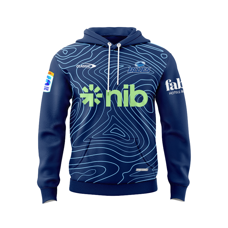 Auckland Blues Super Rugby 2025 Blue Training Sport Hoodie