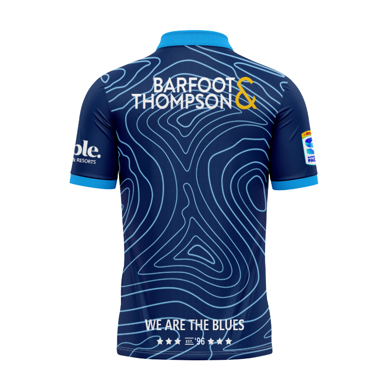 Auckland Blues Super Rugby 2025 Training Blue Polo Shirt