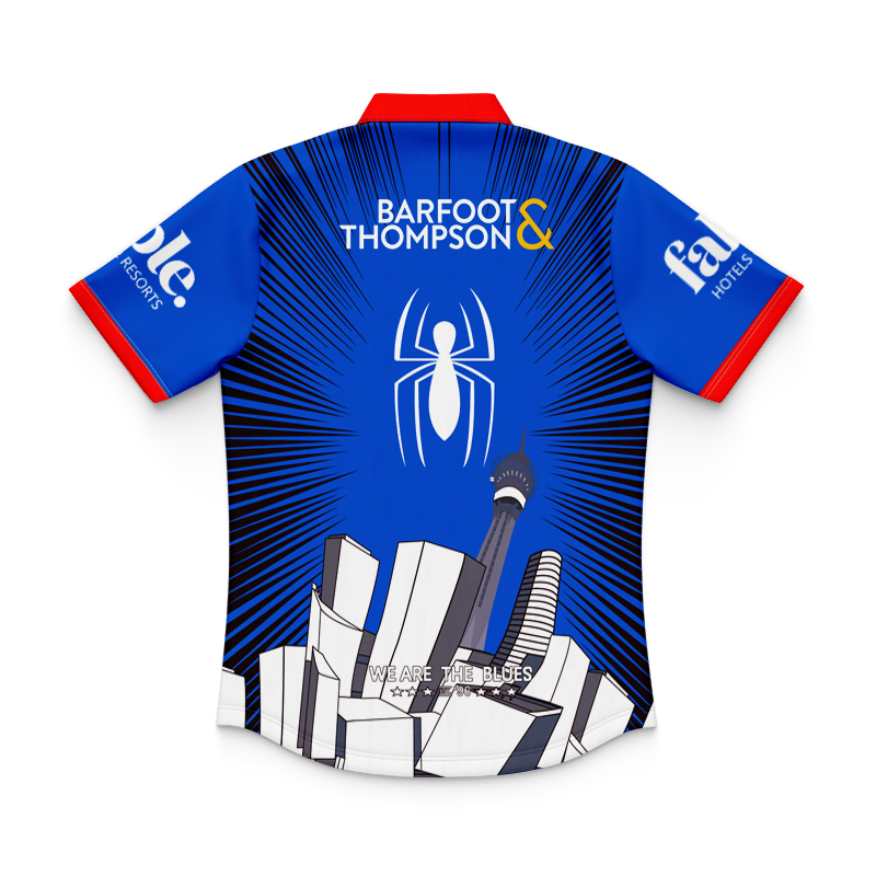 Kid's Auckland Blues Super Rugby 2025 Marvel Warm Up Polo Jersey