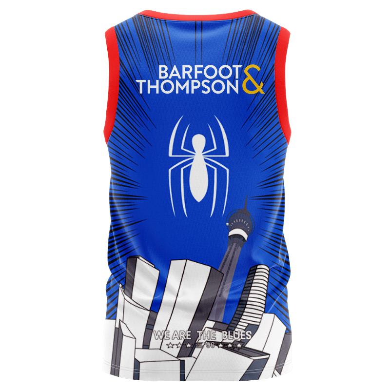 Auckland Blues Super Rugby 2025 Marvel Warm Up Singlet