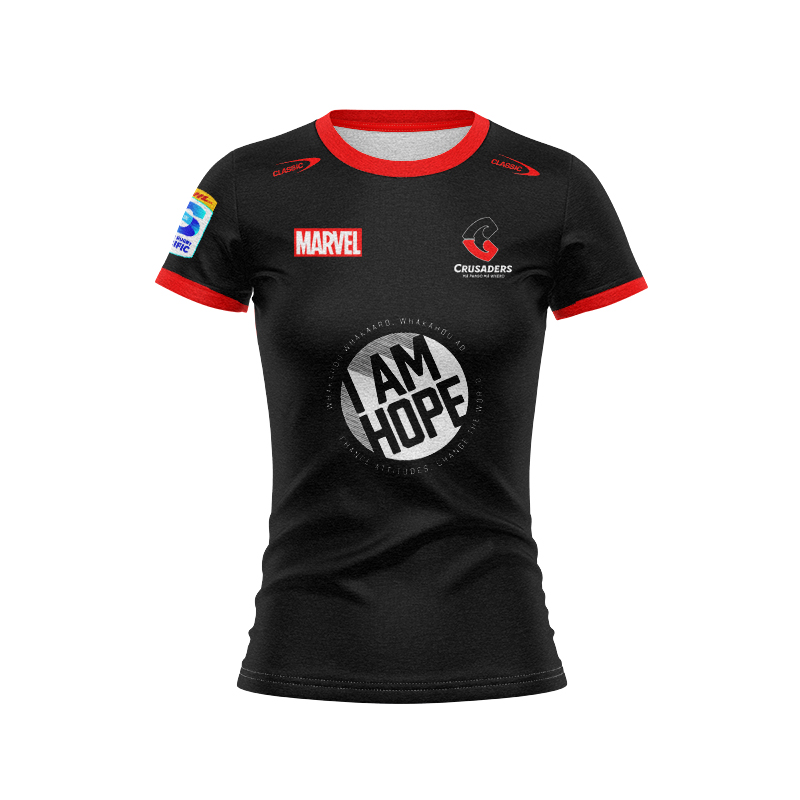 Women's Canterbury Crusaders 2025 Iron Man Marvel Warm Up Jersey