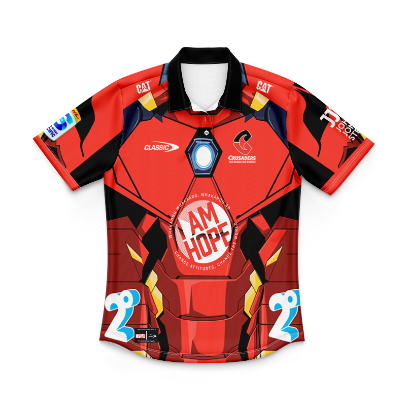 Kid's Canterbury Crusaders Super Rugby 2025 Marvel Iron Man Polo Jersey