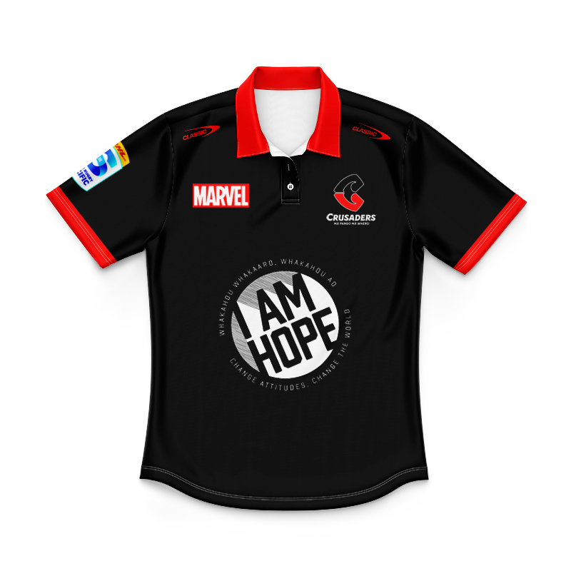 Kid's Canterbury Crusaders 2025 Iron Man Marvel Warm Up Polo Jersey