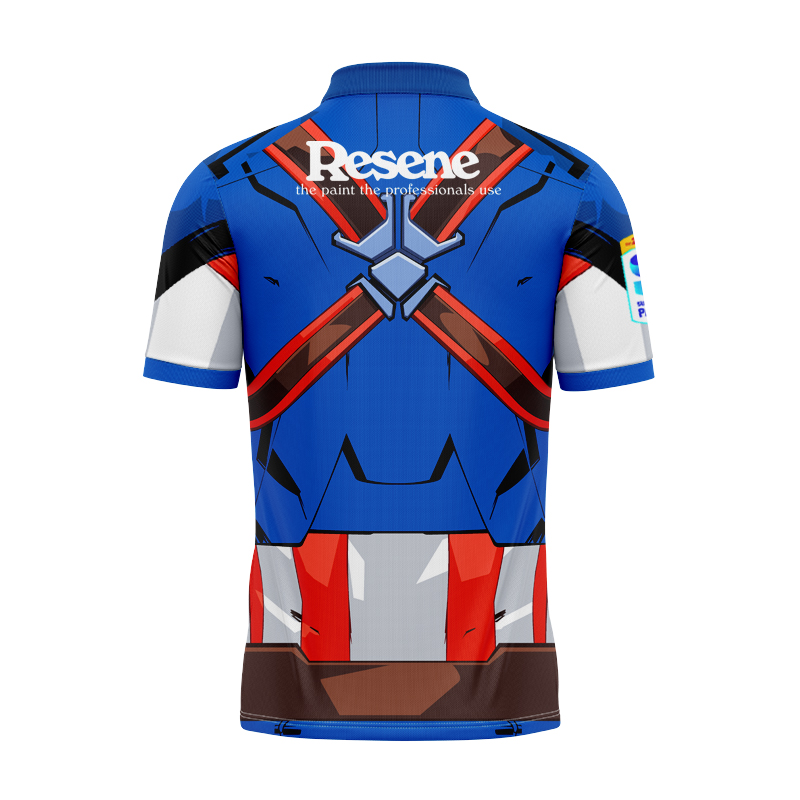 Wellington Hurricanes Super Rugby 2025 Marvel Captain America Polo Shirt