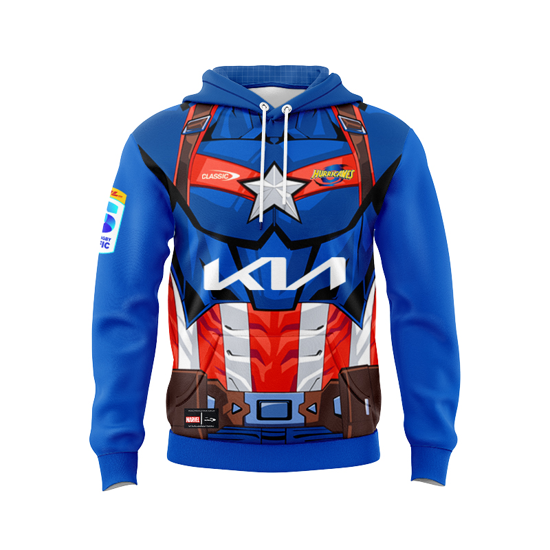 Wellington Hurricanes Super Rugby 2025 Marvel Captain America Sport Hoodie