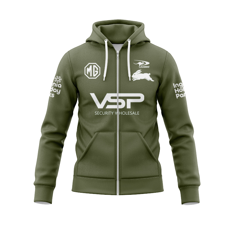 NRL South Sydney Rabbitohs 2025 Warm Up Training Zipper Hoodie