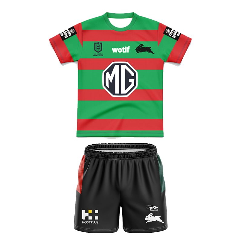Kid's NRL South Sydney Rabbitohs 2025 Home Jersey+Shorts
