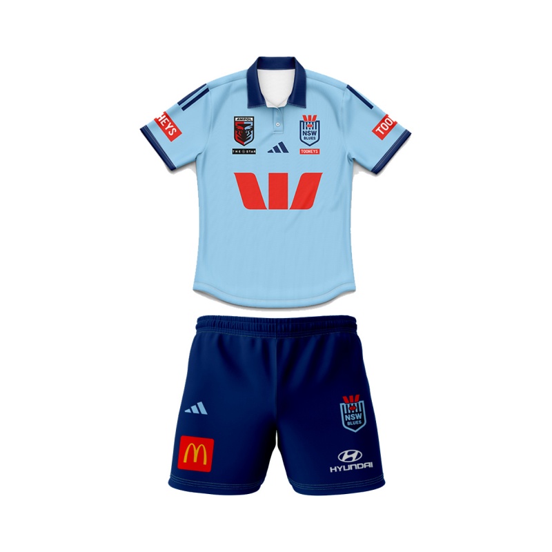 Kid's NSW Blues 2025 Home Polo Jersey+Shorts