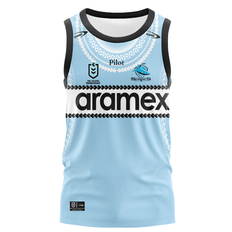 NRL Cronulla-Sutherland Sharks 2025 Pasifika Singlet