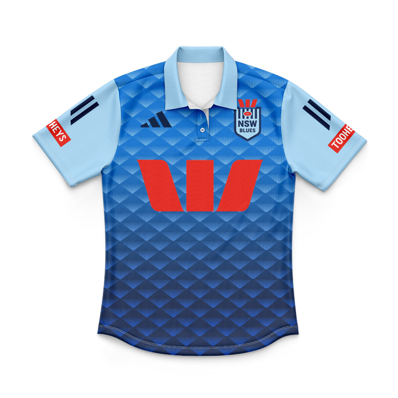 Kid's NRL NSW Blues 2025 Sky Blue Performance Polo Jersey